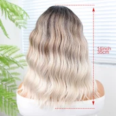 Kahverengi Bebek Kumralı Beyaz Platin Ombre Küt Tül Peruk thumbnail 5