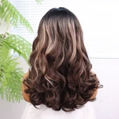 Açık Kahve Balköpüğü Işıltılı Bebek Saçlı Geniş Dalgalı Fiber Sentetik Tül Peruk thumbnail 5