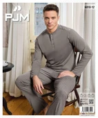 Pijamoni Erkek Düğme Yaka Uzun Kol Mevsimlik Pijama Takımı 6810/12 - 1 Adet  M Gri - 2