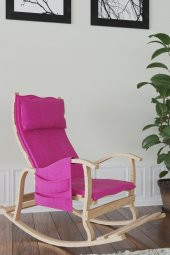 Mobildeco Sultan Ahşap Sallanan Sandalye Fuşya Doğal - 1