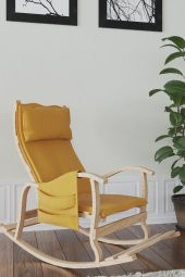 Mobildeco Sultan Ahşap Sallanan Sandalye Sarı Doğal - 1
