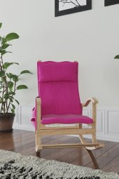 Mobildeco Sultan Ahşap Sallanan Sandalye Fuşya Doğal - 2