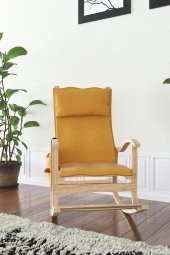 Mobildeco Sultan Ahşap Sallanan Sandalye Sarı Doğal - 2