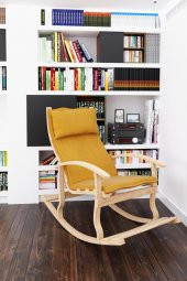 Mobildeco Padişah Ahşap Sallanan Sandalye Hardal Sarısı - Doğal - 1