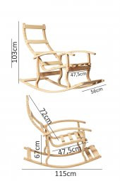 Mobildeco Padişah Ahşap Sallanan Sandalye Mavi - Doğal - 3