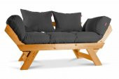 Mobildeco Kombin Wood Ahşap İki Kişilik Koltuk Bahçe Koltuğu Yata - 1