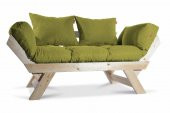 Mobildeco Kombin Wood Ahşap İki Kişilik Kanepe (Doğal/Yeşil) - 1