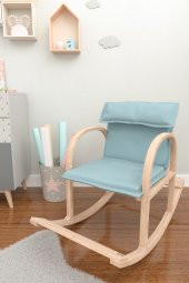 Mobildeco Şirin Ahşap Sallanan Sandalye Dinlenme Koltuğu Mavi (Do - 1
