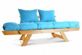Mobildeco Kombin Wood Ahşap İki Kişilik Kanepe (Ceviz/Mavi) - 2