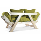 Mobildeco Kombin Wood Ahşap İki Kişilik Kanepe (Doğal/Yeşil) - 5