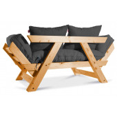 Mobildeco Kombin Wood Ahşap İki Kişilik Koltuk Bahçe Koltuğu Yata - 4