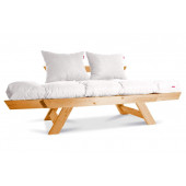 Mobildeco Kombin Wood Ahşap İki Kişilik Kanepe (Ceviz/Krem) - 2