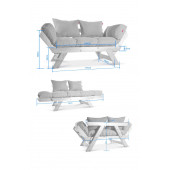 Mobildeco Kombin Wood Ahşap İki Kişilik Kanepe (Ceviz/Krem) - 5