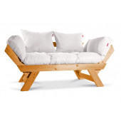 Mobildeco Kombin Wood Ahşap İki Kişilik Kanepe (Ceviz/Krem) - 6