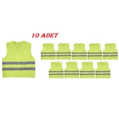 Standart Beden İkaz Yeleği Reflektörlü Sarı Renk 10 Adet thumbnail 1