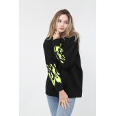 Mestia Kadın Yeşil Kolları Baskılı Sweatshirt - 1