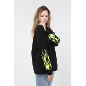 Mestia Kadın Yeşil Kolları Baskılı Sweatshirt - 3
