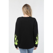 Mestia Kadın Yeşil Kolları Baskılı Sweatshirt - 4