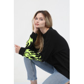 Mestia Kadın Yeşil Kolları Baskılı Sweatshirt - 5