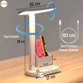 Masa Lambası Şarjlı Gece Lambası 10w 3 Renk Telefon Tutucu Dokunmatik Kademeli Çalışma Okuma Işığı thumbnail 2