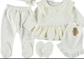 % 100 PAMUKLU KALİTELİ FİSTO YAKALI 5Lİ ZIBIN SET ŞIK KIZ BEBEK TAKIM 1/3 HEDİYELİK - 12