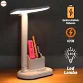 Masa Lambası Şarjlı Gece Lambası 10w 3 Renk Telefon Tutucu Dokunmatik Kademeli Çalışma Okuma Işığı thumbnail 1