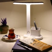 Masa Lambası Şarjlı Gece Lambası 10w 3 Renk Telefon Tutucu Dokunmatik Kademeli Çalışma Okuma Işığı thumbnail 7