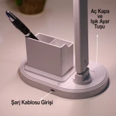 Masa Lambası Şarjlı Gece Lambası 10w 3 Renk Telefon Tutucu Dokunmatik Kademeli Çalışma Okuma Işığı thumbnail 3