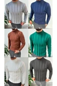 Slim Fit Yarım Balıkçı Yaka Triko Kazak - 2