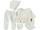 % 100 PAMUKLU KALİTELİ FİSTO YAKALI 5Lİ ZIBIN SET ŞIK KIZ BEBEK TAKIM 1/3 HEDİYELİK - 9