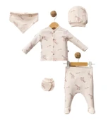 % 100 PAMUKLU ZÜRAFALI  5'Lİ ZIBIN SET  KALİTELİ BEBEK TAKIM HASTANE ÇIKIŞI HEDİYELİK - 2