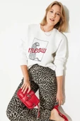 LEOPAR DESENLI  3 İPLİK ŞARDONLU SWEATSHIRT - 5