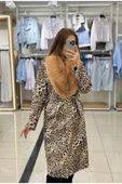 KUŞAKLI LEOPAR DESENLİ KÜRKLÜ KAŞE KABAN - 10