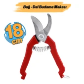 Bağ Makası Bahçe Bitki Çiçek Gül Ağaç Üzüm Filiz Çubuk Çıbık Dal Budama Kesme Bıçkı Makas 18 cm - 1