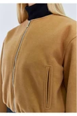 Kadın Fermuarlı Beli ve Kolu Lastikli Bomber Kaşe Ceket - 2