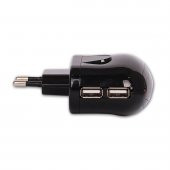 RETRO 5V 2.1A iPad, Tablet, Telefon USB Şarj Adaptörü - Siyah - Çift USB - 1