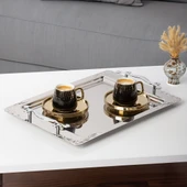 Nehir Lalezar Sade Paslanmaz Çelik Çay Kahve Servis Tepsisi 48 x 31 cm - 1