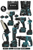 Assur Profesyonel 21V Makas Taşlama Somun Sıkma Testere Hilti Matkap 6'lı Set - 1