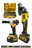 Assur Profesyonel 21V Çift Akülü Kömürsüz Darbeli 450 Nm Somun Sıkma Sökme + 125 Mm Taşlama 2'li Set - 1