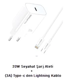 Realpower 20W Seyahat Şarj Aleti Type-C + (3A) Type-c den Lightning Kablo - 1