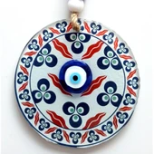 Üç Damla Desenli Nazar Boncuklu Füzyon Cam Duvar Süsü - 1