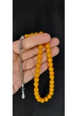 ÇUBUK KEHRİBAR TESBİH SARI RENK KÜRE KESİM T-402 - 2