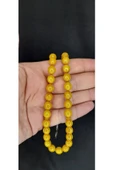 ÇUBUK KEHRİBAR TESBİH SARI RENK BEYZİ KESİM T-377 - 2