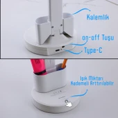 Çift Kanat Masa Lambası Şarjlı 15W Telefon Tutucu 3 Renk Dokunmatik Işık Kademeli Gece Çalışma Işığı thumbnail 6