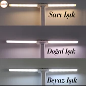 Çift Kanat Masa Lambası Şarjlı 15W Telefon Tutucu 3 Renk Dokunmatik Işık Kademeli Gece Çalışma Işığı thumbnail 3