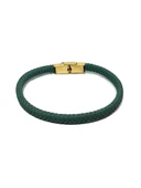 JTSS25DEB1500 SAÇ ÖRGÜ ÇELİK KAPAMA YEŞİL JANTİ DERİ BİLEKLİK thumbnail 2