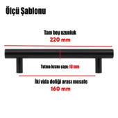 RoseMary Mobilya Mutfak Çekmece Dolap Kapak Kulpu Kulbu 160 mm Mat Siyah Metal Kulp (10 ADET) thumbnail 2