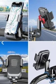 Motor,Motosiklet,Bisiklet ,Scooter İçin 360 Derece Dönebilen Gidon Versiyonu Telefon Tutucu - 2