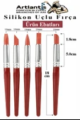 Bordo Silikon Uçlu Fırça Modelaj 5 li 1 Paket Kauçuk Polimer Kil Çömlek Seramik Şekillendirici Kalem Rötuş Kalem Set - 2