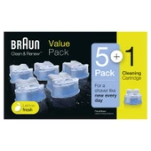 Braun Clean & Renew elektrikli tıraş makinesi için yedek kartuşlar, 5+1'li paket - 1